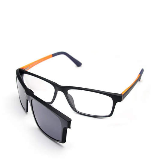 Bauhaus 'Sport' Flexible 2 In 1 Unisex Polarized Magnetic Clip-On Sunglasses (Orange/Blue)