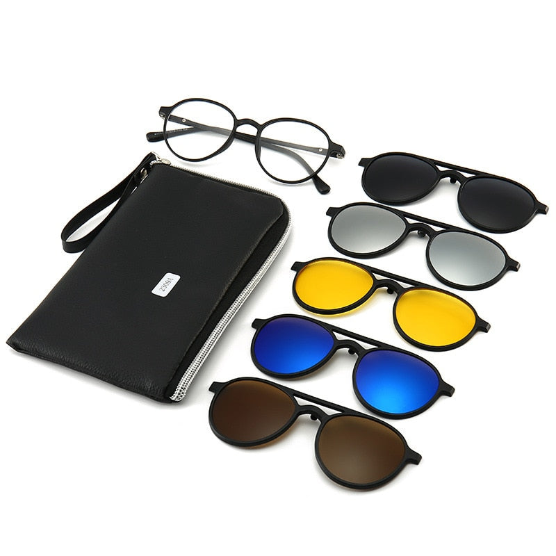 6 in 1 Magnetic Polarized Clip On Sunglasses Unisex Bundles